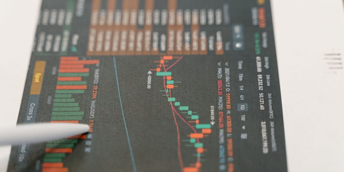 Close-up of financial graphs and stock data on a tablet, showcasing market analysis.