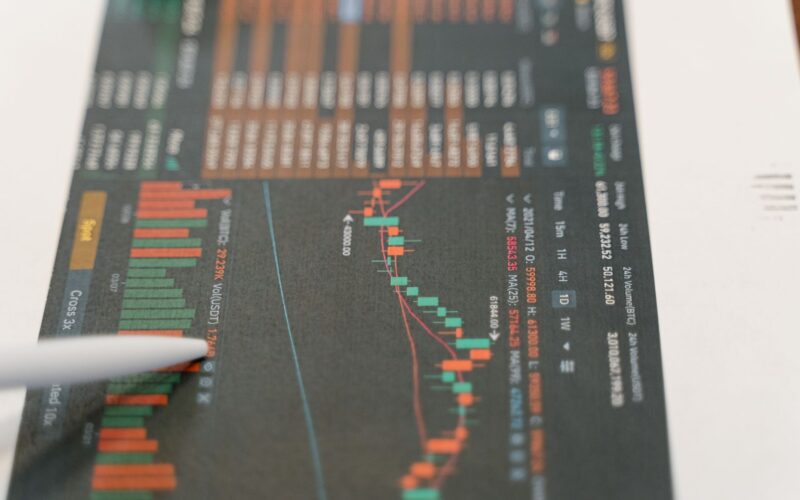 Close-up of financial graphs and stock data on a tablet, showcasing market analysis.
