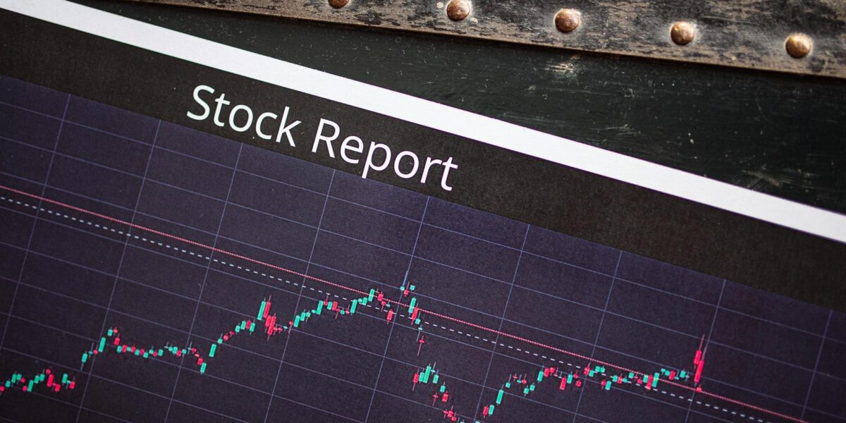 Detailed view of a stock report displaying a market performance graph with data trends.