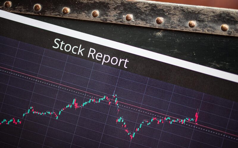 Detailed view of a stock report displaying a market performance graph with data trends.