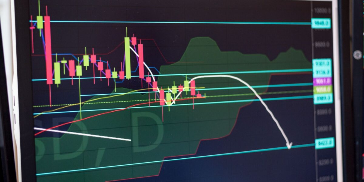 Financial chart displayed on monitor showcasing stock market trends and analysis.