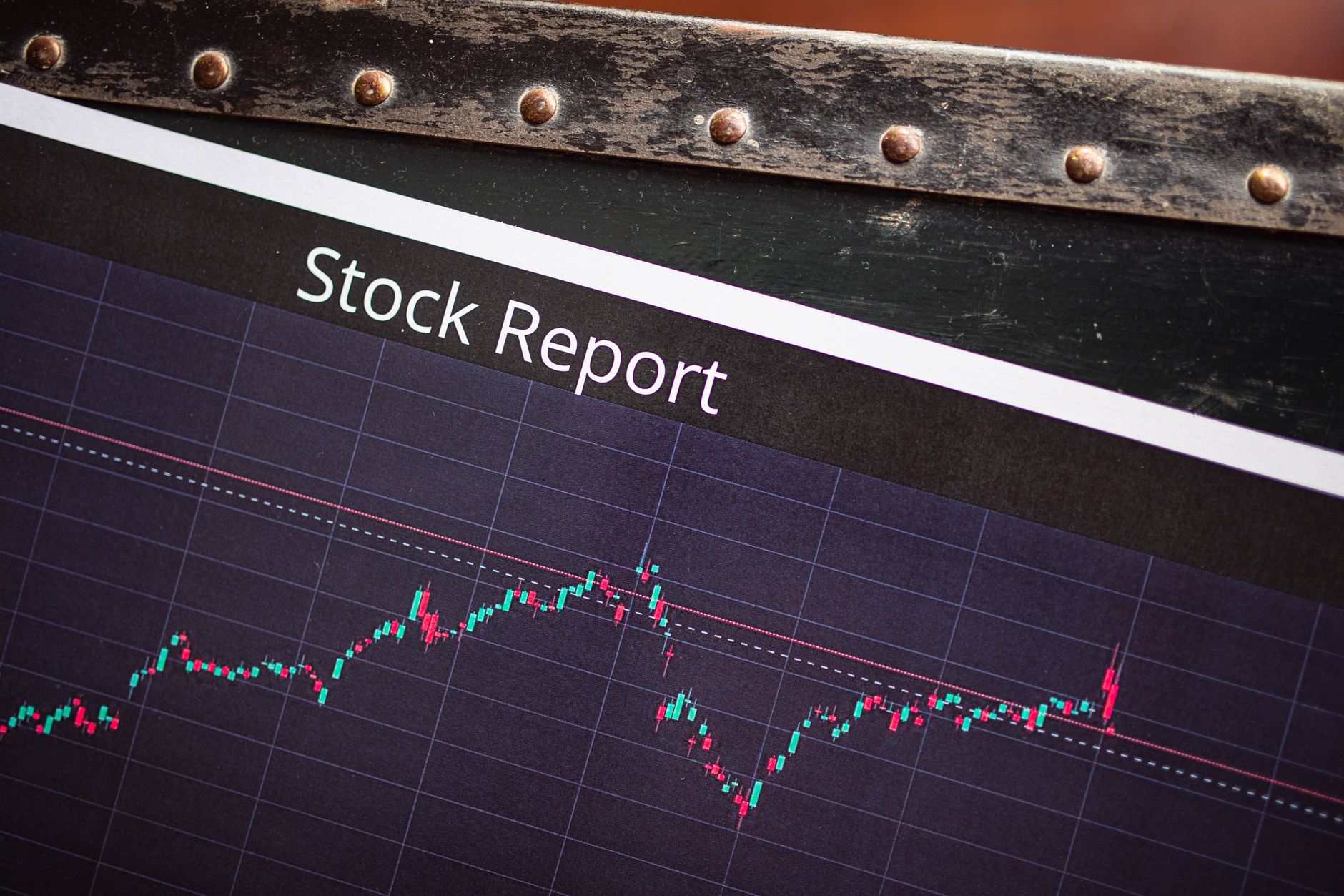 Detailed view of a stock report displaying a market performance graph with data trends.
