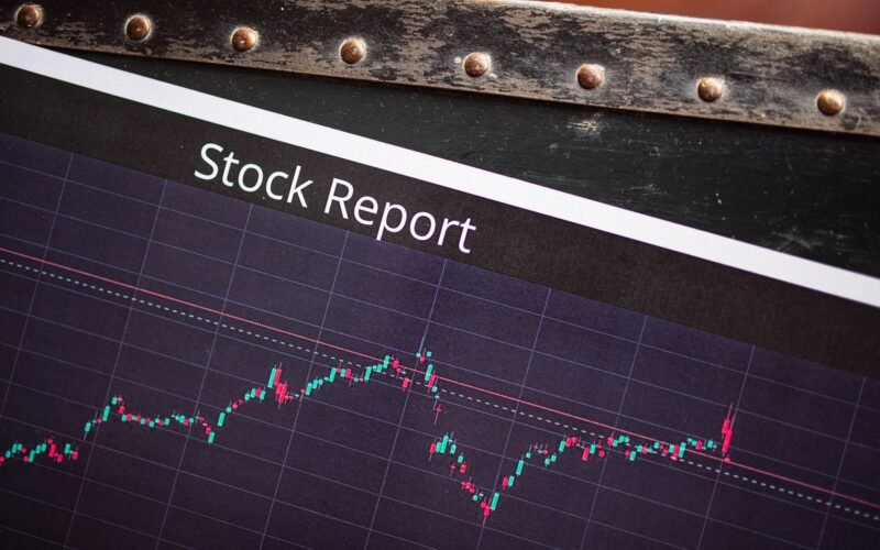Detailed view of a stock report displaying a market performance graph with data trends.